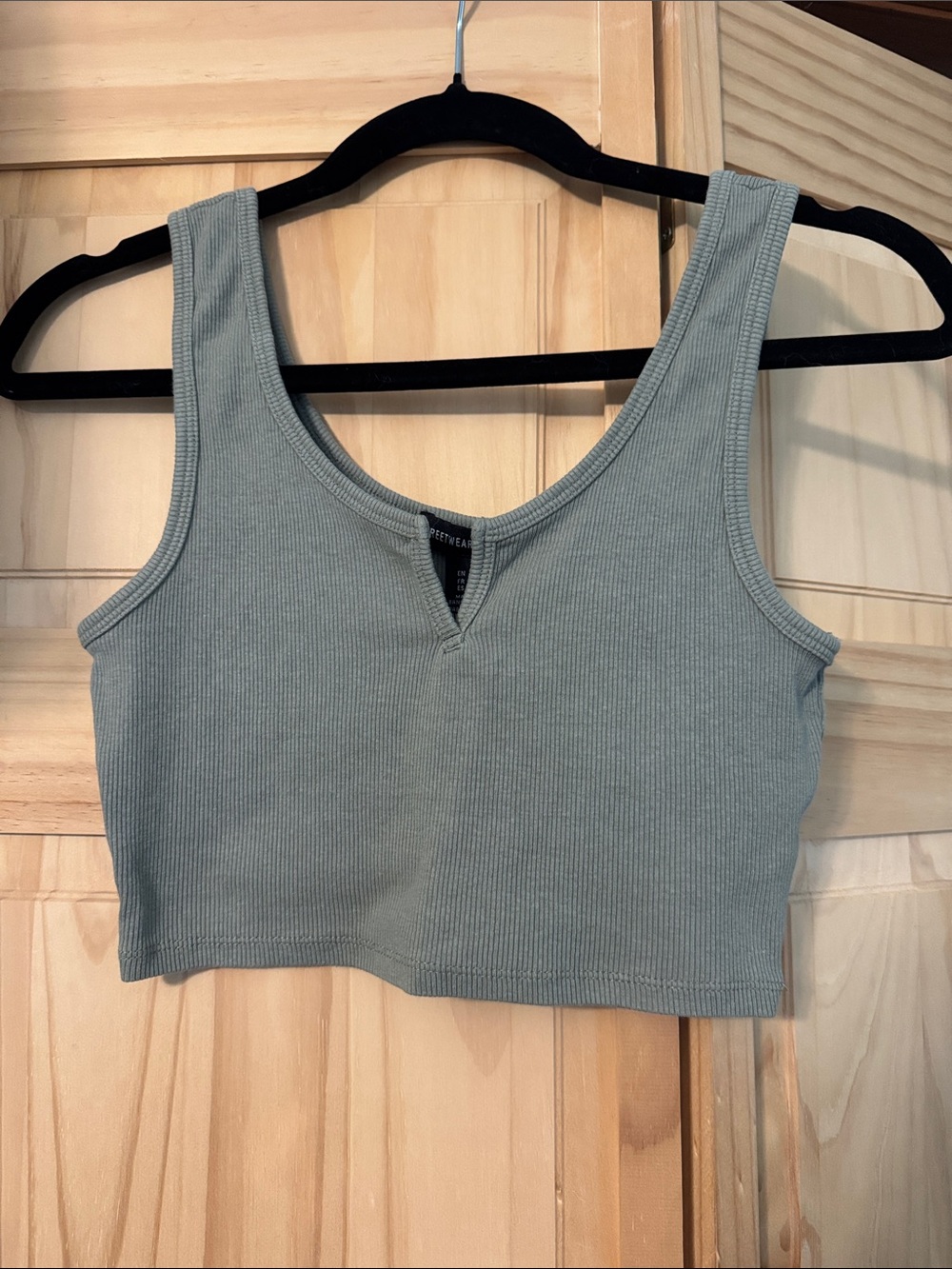 Ribbed Crop Tank Top - Sage Green